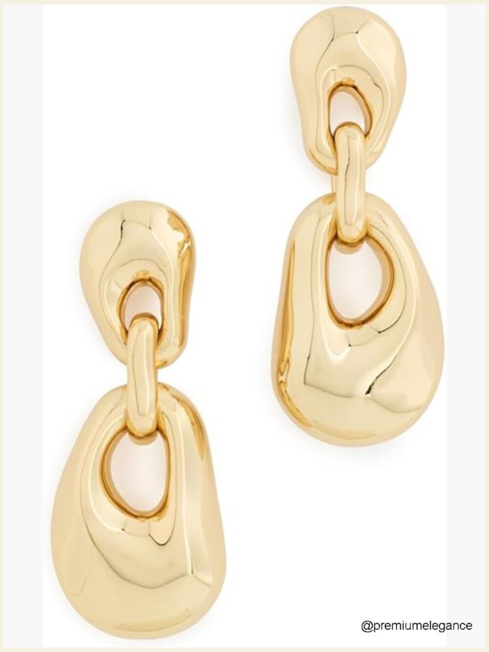Chunky Gold-Tone Drop Earrings Geometric Sculpted Dangle